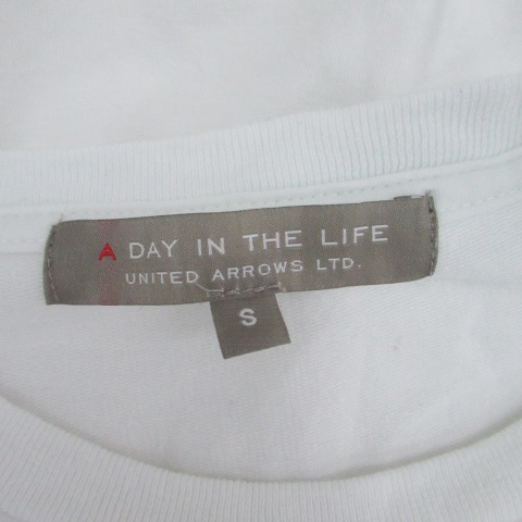 ユナイテッドアローズ A DAY IN THE LIFE Tシャツ カットソー クルーネック 半袖 S オフホワイト 紺 ネイビー /HO20 レディース_画像4
