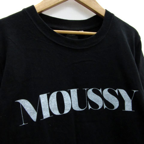 マウジー moussy Tシャツ カットソー 半袖 ラウンドネック ロゴプリント F ブラック 黒 /MS27 レディースの画像3