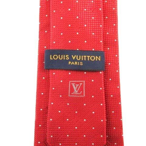 ルイヴィトン LOUIS VUITTON 美品 ネクタイ ルージュ モノグラム レギュラータイ シルク ドット 剣先8cm 赤 レッド ■GY09 メンズ_画像5