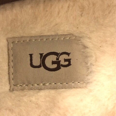 アグ UGG ローファー モカシン ボア スエード ロゴ 27.0 ベージュ メンズ_画像3