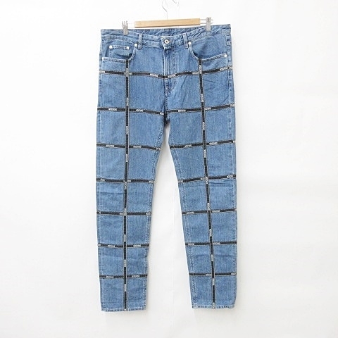  Moschino MOSCHINO pants jeans Denim Zip fly tape indigo blue 54 men's 