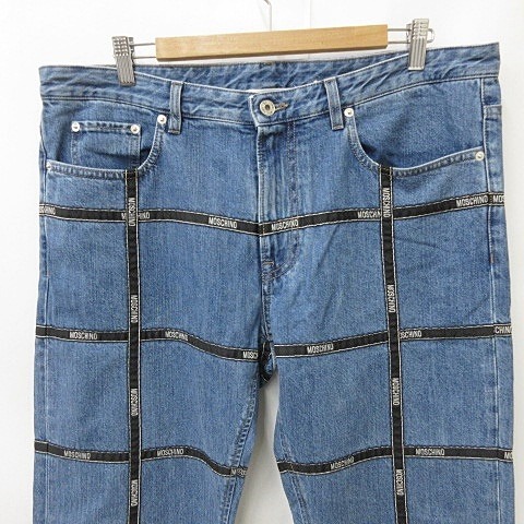  Moschino MOSCHINO pants jeans Denim Zip fly tape indigo blue 54 men's 