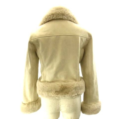 Burlonebru low ne eko mouton coat jacket Zip beige M lady's 