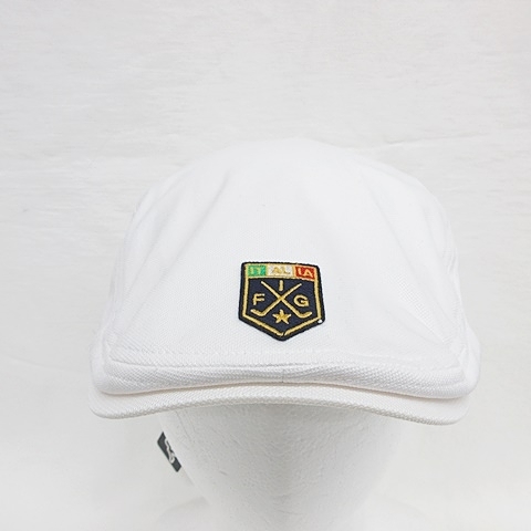 未使用品 カッパ kappa ゴルフ キャップ ハンチング帽 帽子 小物 ロゴ 刺繍 ワッペン 白 ホワイト F メンズ_画像1