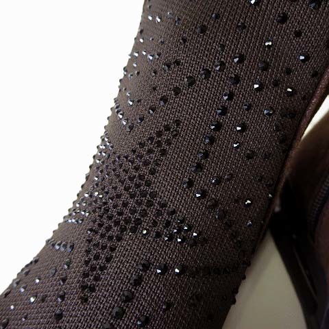 未使用品 ゴムゴム Gomu 56 ブーツ ショート スニーカーブーツ スエード ラインストーン装飾 S 22.5cm こげ茶色 くつ 靴 シューズ 美品_画像7