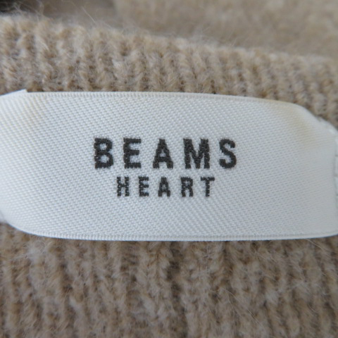 ビームスハート BEAMS HEART ニットカーディガン ロング丈 前開き 無地 ベージュ /YK22 レディース_画像4