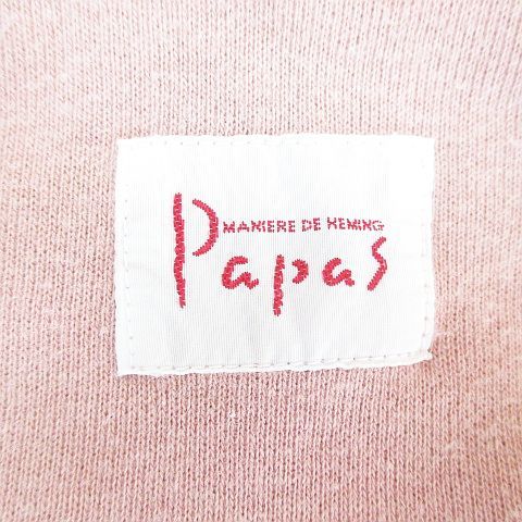パパス Papas 長袖 トレーナー スウェット ヘンリーネック M ピンク系 ロゴ 文字 綿 コットン メンズの画像6