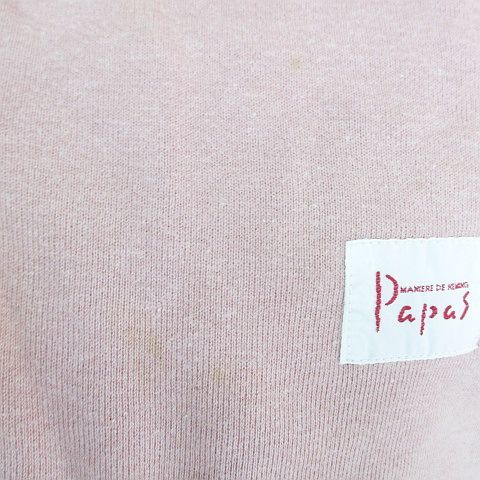 パパス Papas 長袖 トレーナー スウェット ヘンリーネック M ピンク系 ロゴ 文字 綿 コットン メンズの画像8