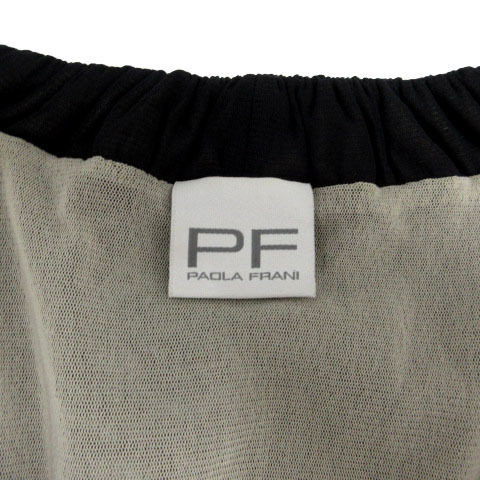 パオラフラーニ PAOLA FRANI カットソー 長袖 リボン シアー素材 シルク100％ ブラック 黒 42 Mサイズ相当 レディース_画像8