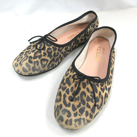  spec rutaSPELTA Leopard flat shoes pumps shoes beige group 37 lady's 
