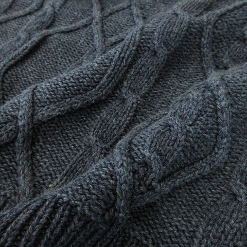 Urban Research дверь zURBAN RESEARCH DOORS D\'sh вязаный свитер вырез лодочкой длинный рукав кабель плетеный хлопок .... толстый 40 темно-синий 