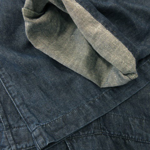  Rose Bud ROSE BUD overall overall Denim wide kashu cool back Cross cotton flax .linen.F navy blue navy 