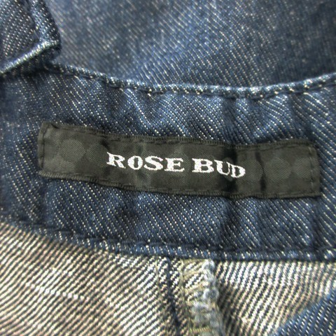 ローズバッド ROSE BUD サロペット オーバーオール デニム ワイド カシュクール バッククロス コットン 麻混 リネン混 F 紺 ネイビー_画像6