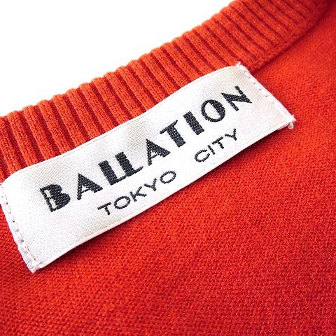 BALLATION バレーション ニット セーター チュニック ニット フレア リブ 切替 M オレンジ レディース_画像6