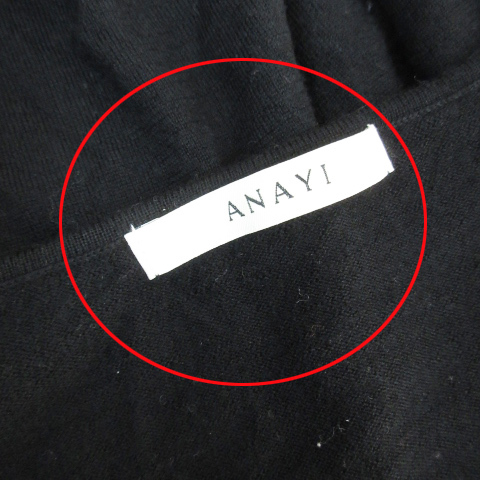  Anayi ANAYI knitted cut and sewn long sleeve round neck wool plain 38 black black /FF38 lady's 