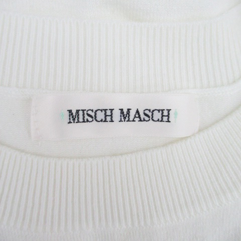 ミッシュマッシュ MISCH MASCH ニット カットソー クルーネック 半袖 花柄 刺繍 M マルチカラー オフホワイト /HO30 レディース_画像4