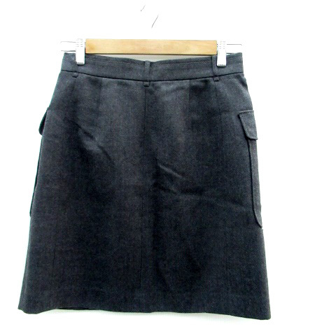  Ballsey BALLSEY Tomorrowland trapezoid skirt knee height wool 38 charcoal gray /HO40 lady's 