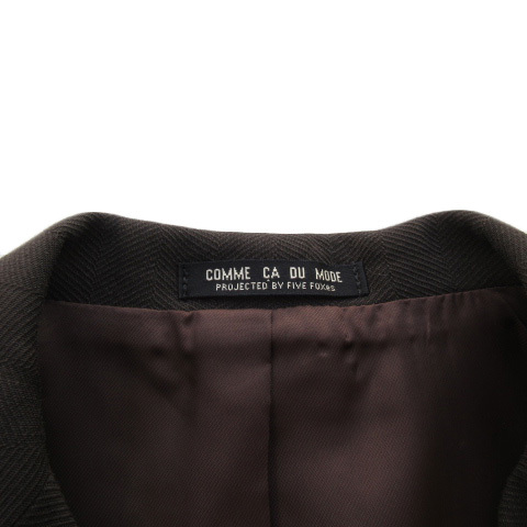 コムサデモード COMME CA DU MODE イタリア製 スーツ ジャケット スカート ヘリンボーン ウール M 茶 ブラウン レディース_画像4