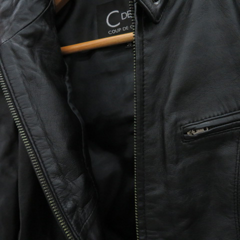 クードシャンス CdeC COUP DE CHANCE ライダースジャケット レザージャケット 革ジャン ミドル丈 シングル 36 黒 ブラック /YK8 レディース_画像4