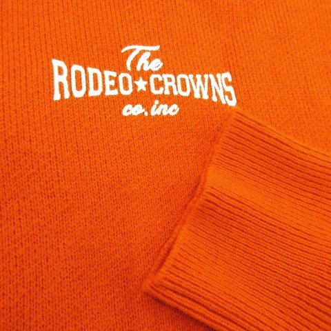 ロデオクラウンズワイドボウル RODEO CROWNS WIDE BOWL RCWB ニット セーター クルーネック 長袖 オーバーサイズ プリント ロゴ F オレンジ_画像4