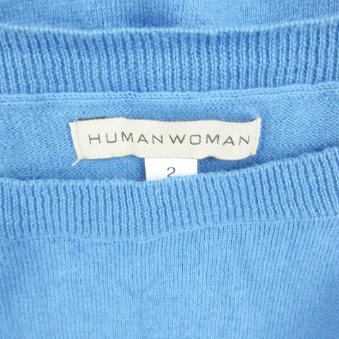 ヒューマンウーマン HUMAN WOMAN ニット カットソー 長袖 ラウンドネック アルパカ混 2 ブルー 青 /YM31 レディース_画像5