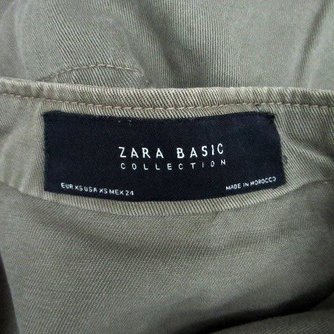 ザラ ベーシック ZARA BASIC ミリタリージャケット スタンドカラー ミドル丈 XS カーキ /HO33 レディース_画像4