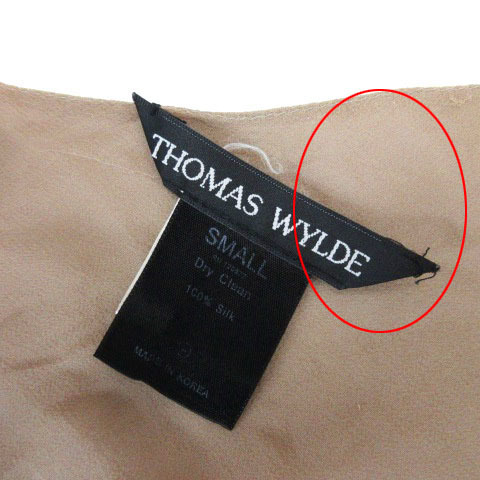 トーマスワイルド THOMAS WYLDE ワンピース シルク 半袖 フリル グレージュ S 231114E ■RF レディース_画像3