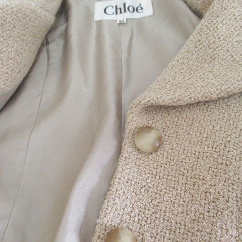  Chloe CHLOE wool jacket 40 beige group button pocket lining plain lady's 