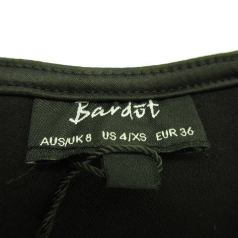 未使用品 Bardot ワンピース ミニ レースアップ 七分袖 ストレッチ 黒 XS *T114 レディース_画像3
