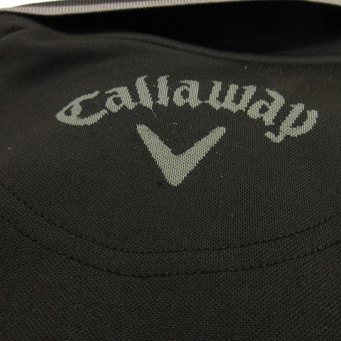 キャロウェイ CALLAWAY ポロシャツ 長袖 ゴルフウエア ロゴ ライン 黒 ブラック グレー M トップス ■ECS メンズ_画像7