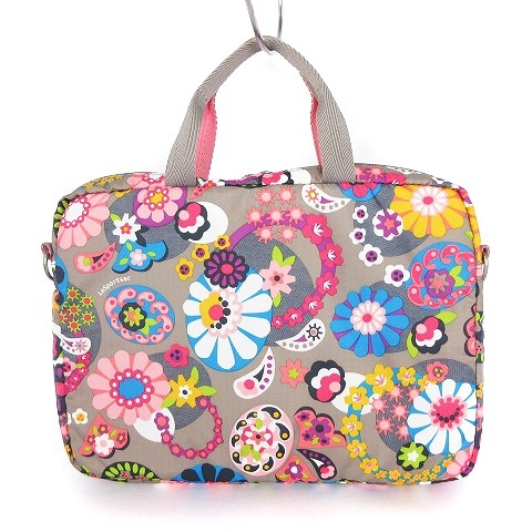 レスポートサック LesportSAC ラップトップバッグ ショルダーバッグ 2way PC タブレット ケース 花柄 グレー系 レディース_画像2