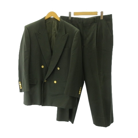 ジバンシィ GIVENCHY スーツ セットアップ ダブル ウール 金ボタン 緑 グリーン系 メンズ