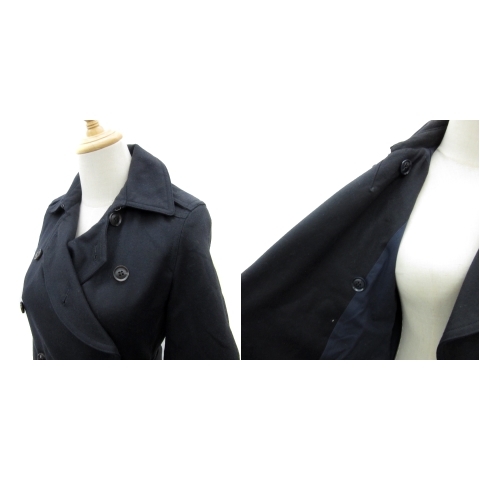  Florent FLORENT pea coat pea coat long height plain waist belt attaching wool navy blue navy /YS1 lady's 