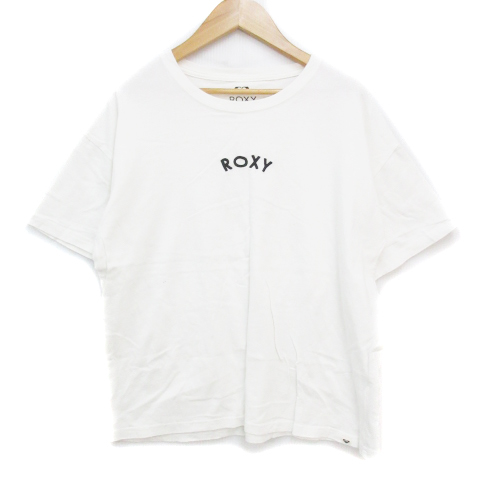  Roxy ROXY T-shirt cut and sewn short sleeves round neck Logo .? M white black white black /FF31 lady's 