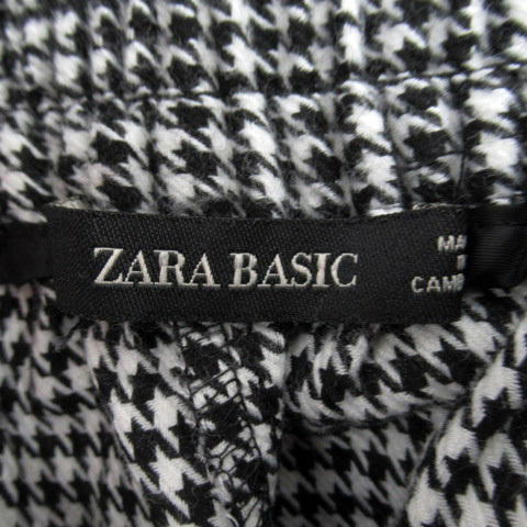 ザラ ベーシック ZARA BASIC テーパードパンツ イージーパンツ アンクル丈 千鳥格子柄 XS 黒 ブラック 白 ホワイト /SY15 レディース_画像3