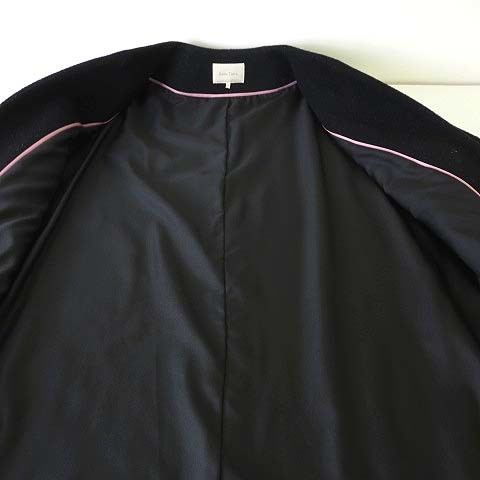 ローズティアラ Rose Tiara コート ノーカラーコート 近年モデル BISHU 尾州 Premium Quality JAPAN ウール ドロップショルダー M 38 黒_画像4