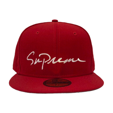 シュプリーム SUPREME ×New Era 18AW Classic Script ベースボールキャップ 野球帽 ウール ロゴ 刺繍 58.7 赤 レッド メンズ_画像2