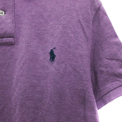 ポロ ラルフローレン ポロシャツ CUSTOM SLIM FIT カスタムスリムフィット 半袖 ロゴ刺繍 綿 100% 紫 パープル M ■SM1 メンズ_画像5