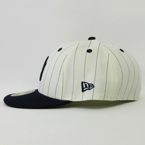 ニューエラ NEW ERA 美品 59FIFTY LOW PROFILE LP 2-TONE Pinstripe MLB NY ニューヨーク・ヤンキース キャップ ピンストライプ アイボリー_画像3