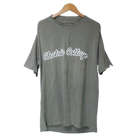 エレクトリックコテージ ELECTRIC COTTAGE 初期90S Tシャツ 半袖 カットソー ロゴ プリント クルーネック M カーキ X メンズ_画像1