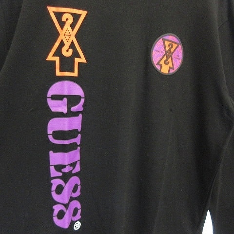 未使用品 ゲス 19AW GUESSx88RISING GUE88RISING Tシャツ 長袖 クルーネック コットン オーバーサイズ ロゴ プリント XL 黒 メンズ_画像4