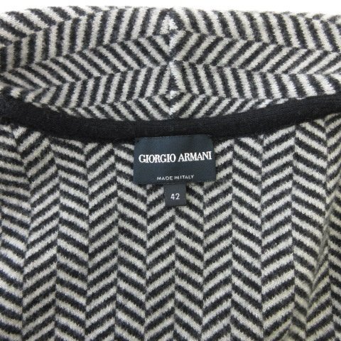 joru geo Armani GIORGIO ARMANI прекрасный товар вязаный tailored jacket блейзер шаль цвет шелк . "в елочку" чёрный белый 42 L степень 