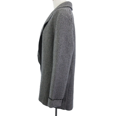 joru geo Armani GIORGIO ARMANI beautiful goods knitted tailored jacket blaser shawl color silk . herringbone black white 42 L degree 