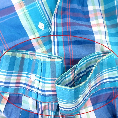 クリアインプレッション CLEAR IMPRESSION ステンカラーシャツ ブラウス チェック 長袖 2 青 ブルー /AU レディース_画像6