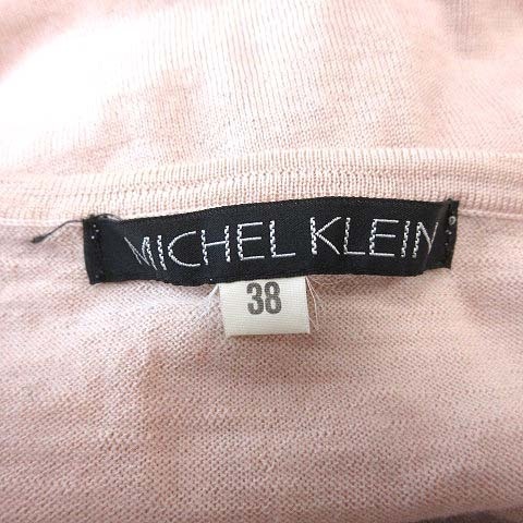 ミッシェルクラン MICHEL KLEIN ニット カットソー 長袖 Vネック タック ビジュー ウール 38 ピンク /CT ■MO レディース_画像6