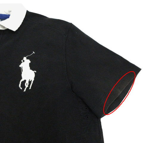 ポロ バイ ラルフローレン Polo by Ralph Lauren ポロシャツ ラガーシャツ CUSTOM FIT ビッグポニー刺繍 ナンバリング 半袖 黒 白 XL_画像5