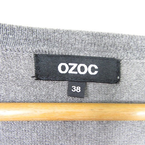 オゾック OZOC ニット カーディガン 長袖 Vネック ミディアム丈 レーヨン カシミヤ 38 グレー kz6622 レディース_画像4