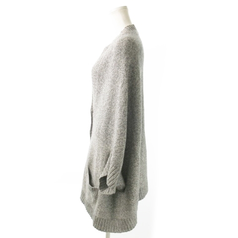  Fragile FRAGILE cardigan knitted V neck 7 minute sleeve do Le Mans wool . cashmere . silk . Anne gola. easy 38 gray /AO17