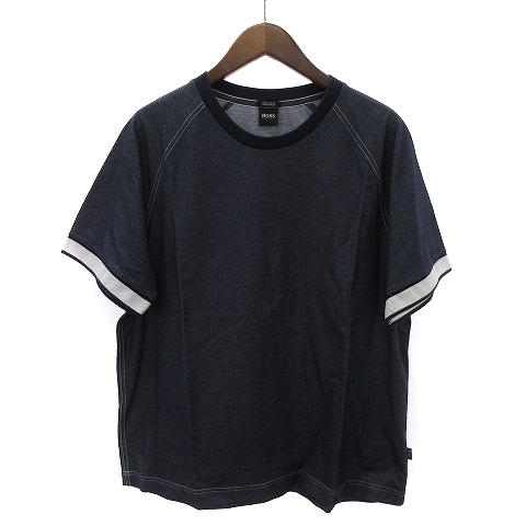 ヒューゴボス HUGO BOSS Tシャツ カットソー ストレッチ 半袖 コットン 紺 ネイビー XXL 大きいサイズ メンズ_画像1