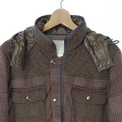 サカイ sacai 12AW GLENCHECK HUNTER JACKET グレンチェック ハンタージャケット 12-00328M 茶 ブラウン 2 1106 メンズ_画像3